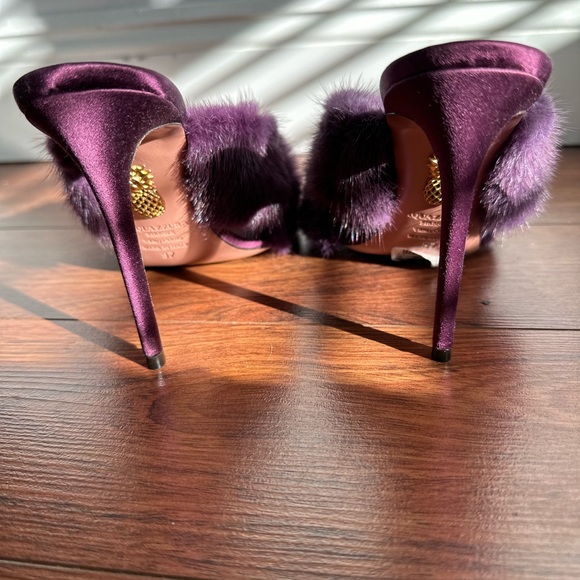 Aquazzura sandals/mule with high heels and mink fur size 37. W/ Box + dust bag - Picture 10 of 16